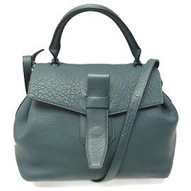BORSA IN PELLE GRANA BLU LANCEL CHARLIE MM A06838 Blu