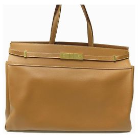 NINE SAINT LAURENT MANHATTAN CABAS HAND BAG 734135 CAMEL LEATHER HAND BAG Camel