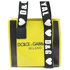 Dolce & Gabbana-DOLCE & GABBANA STREET SHOPPER BB6696 YELLOW PVC TOTE BAG-Yellow