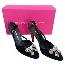 Schwarze Pumps mit Strassband Emanuel Ungaro y2k Schwarz