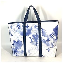 Louis Vuitton Monogram Wochenendtasche GM Weiß Blau