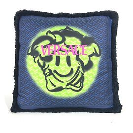 Versace Medusa Silk Cushion Black Blue Green