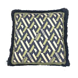 Versace-Versace Medusa Silk Cushion-Black,Blue,Green