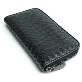 Bottega Veneta-Bottega Veneta Intrecciato Long Wallet-Black