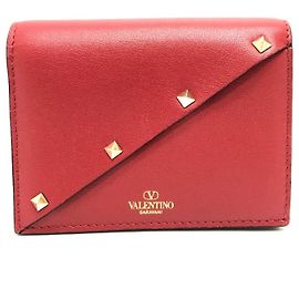 Valentino Rockstud Compact Wallet Red