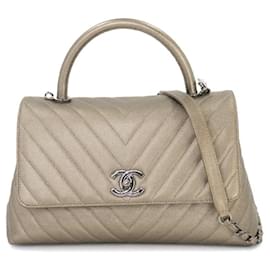 Chanel-Chanel Coco Handle V-Stitch 2way Hand Shoulder Bag-Khaki