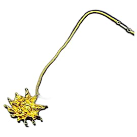 Authentique collier pendentif soleil en plaqué or Hermès vintage rare Bijouterie dorée