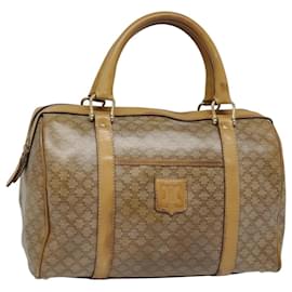 Céline-CELINE Macadam Canvas Boston Bag Beige Gold Auth bs18545-Beige,Golden