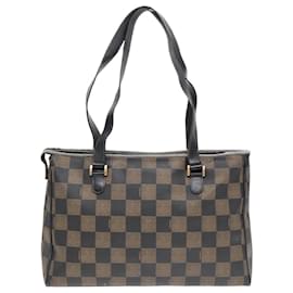Fendi-FENDI Pecan Canvas Tote Bag Brown Black gold Auth 93517-Brown,Black,Golden