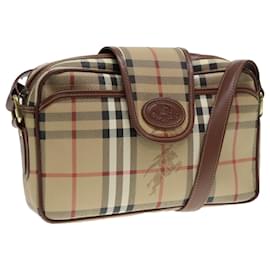 Autre Marque-Burberrys Nova Check Shoulder Bag PVC Beige Gold Auth 93955-Beige,Golden
