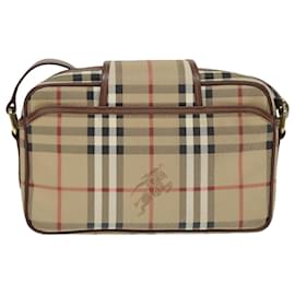 Autre Marque-Burberrys Nova Check Shoulder Bag PVC Beige Gold Auth 93955-Beige,Golden