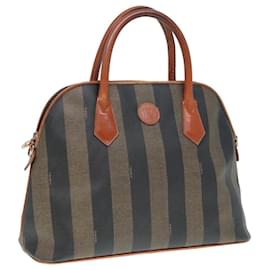 Fendi-Sac à main en toile Pecan FENDI marron noir or Auth 92679-Marron,Noir,Doré