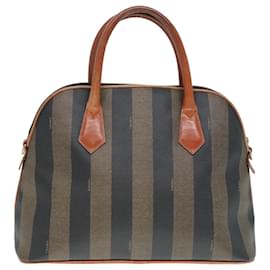 Fendi-Sac à main en toile Pecan FENDI marron noir or Auth 92679-Marron,Noir,Doré
