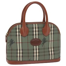 Autre Marque-Burberrys Nova Check Hand Bag PVC Leather Green Gold Auth 93553-Golden,Green