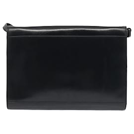 Céline-CELINE Shoulder Bag Leather Navy Gold Auth 91291-Golden,Navy blue