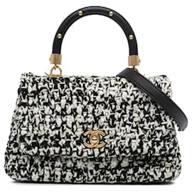 Chanel-Black Chanel Mini Tweed Coco Top Handle Satchel-Black