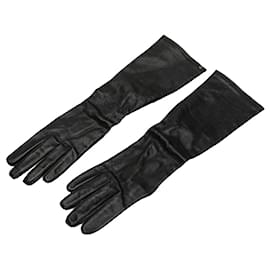 Louis Vuitton-LOUIS VUITTON Gloves T.Inches 7.5 Leather-Black