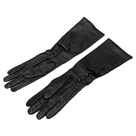 Louis Vuitton-LOUIS VUITTON Gloves T.Inches 7.5 Leather-Black