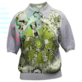 Hermès-Vintage Mint Green & Multicolor Hermes Silk Hopi Kachina Doll Print Polo Size FR 38-Green