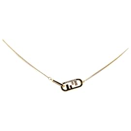 Fendi-Gold Fendi Gold Plated O Lock FF Pendant Necklace-Golden