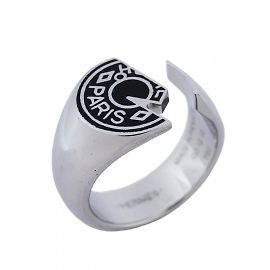 Hermès Hermes Ring Carrousel Metal Silver Black Size 17 Men's Black Silvery