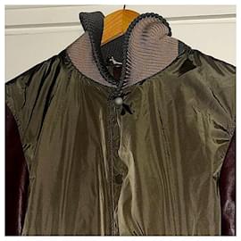 Gucci-Authentic Gucci Rare Tom Ford Nylon & Calf Leather Cut & Sew Bomber Jacket-Brown,Khaki