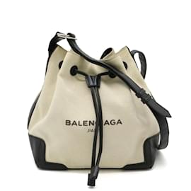 Balenciaga-Balenciaga Navy Bucket Shoulder Bag-Black,Cream