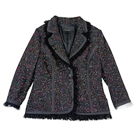Escada black wool jacket with multicolor pattern Black Multiple colors