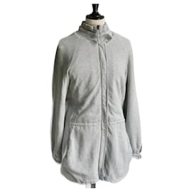 Vanessa Bruno Athe-VANESSA BRUNO Cotton zippered coat with fur lining T4O-Grey