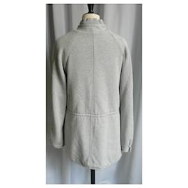 Vanessa Bruno Athe-VANESSA BRUNO Cotton zippered coat with fur lining T4O-Grey