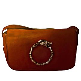 Authentic Saint Laurent 16 AW Hedi Slimane Archive Leather & Suede Serpent Bag Brown
