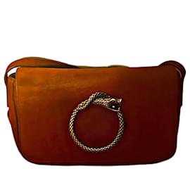 Saint Laurent-Authentic Saint Laurent 16 AW Hedi Slimane Archive Leather & Suede Serpent Bag-Brown