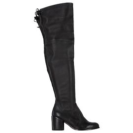Bota Tieland acima do joelho em couro preto da Stuart Weitzman Preto
