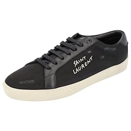 Saint Laurent-Saint Laurent Court Classic Sl/06 Embroidered Sneakers Black-Black