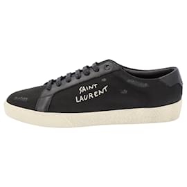 Saint Laurent-Saint Laurent Court Classic Sl/06 Embroidered Sneakers Black-Black
