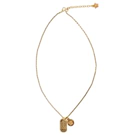 Versace-Versace La Greca-Tag Pendant Necklace in Gold Metal -Golden,Metallic