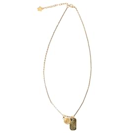 Versace-Versace La Greca-Tag Pendant Necklace in Gold Metal -Golden,Metallic