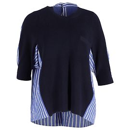 Camisa de rayas en capas Sacai en algodón azul Azul