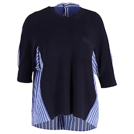Sacai- Sacai Layered Stripe Print Shirt in Blue Cotton-Blue