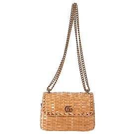 Borsa a spalla mini Cestino con catena Gucci in vimini beige Beige