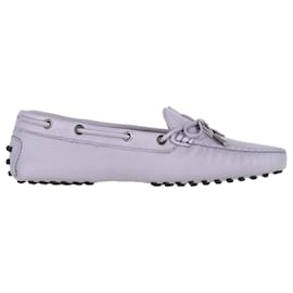 Tod's- Tod's Gommino Bow Detail Driving Shoes in Purple Leather-Purple