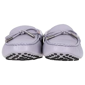 Tod's- Tod's Gommino Bow Detail Driving Shoes in Purple Leather-Purple