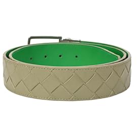 Bottega Veneta-Bottega Veneta 3.5cm Reversible Intrecciato Belt in Green Leather-Green,Olive green