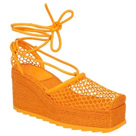 Espadrilles compensées stretch orange 90 de Bottega Veneta Orange