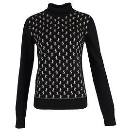 Chloé Horse Print Turtle Neck Sweater in Black Wool Black