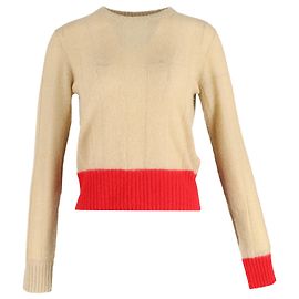 Suéter de gola redonda em alpaca marrom e vermelho da Victoria Beckham Marrom