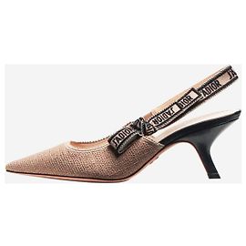 Christian Dior Neutral J'Adior raffia slingback pumps - size EU 39 Other