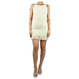 Magda Butrym Creme Fransen-Strick-Minikleid - Größe UK 8 Roh
