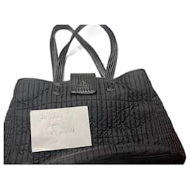 Autre Marque Bolsa de couro e nylon preta Preto