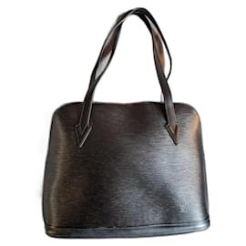 Louis Vuitton-Lussac couro grão preto-Preto